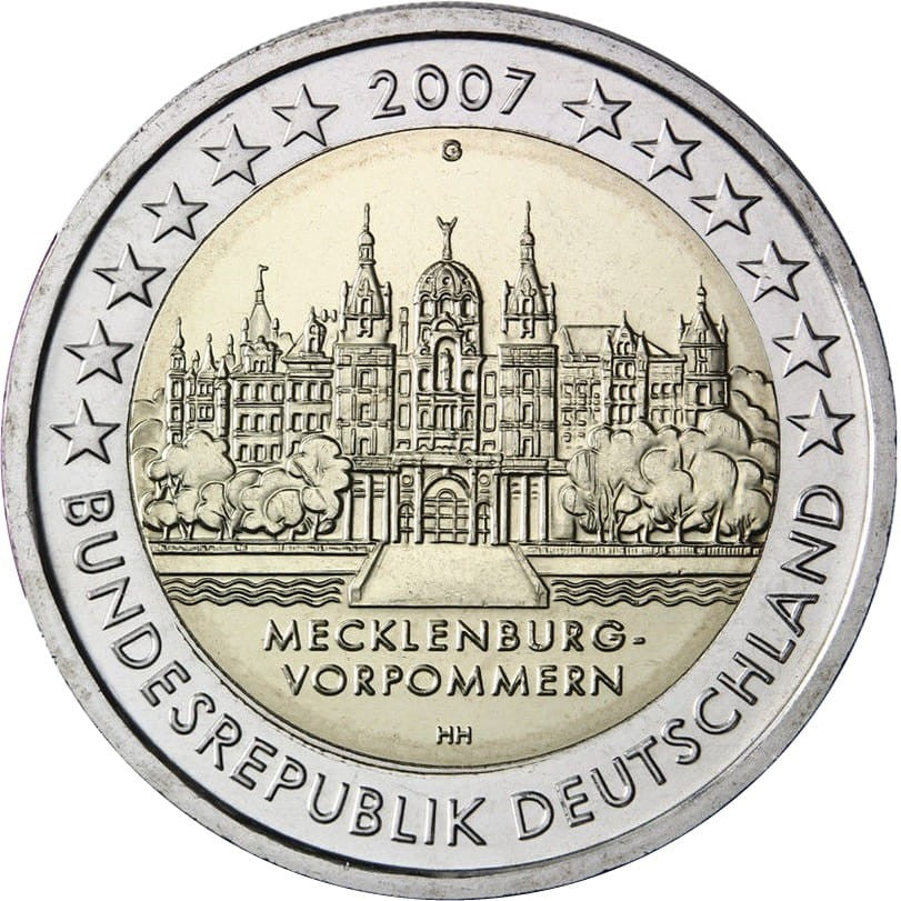2 euro Niemcy Meklemburgia - Zamek Schwerin 2007