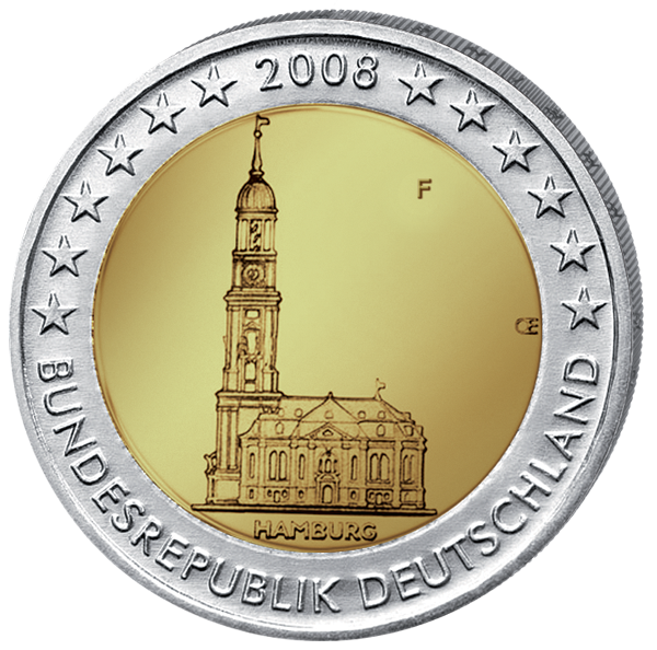 2 euro Niemcy Hamburg - Kościół św. Michała 2008