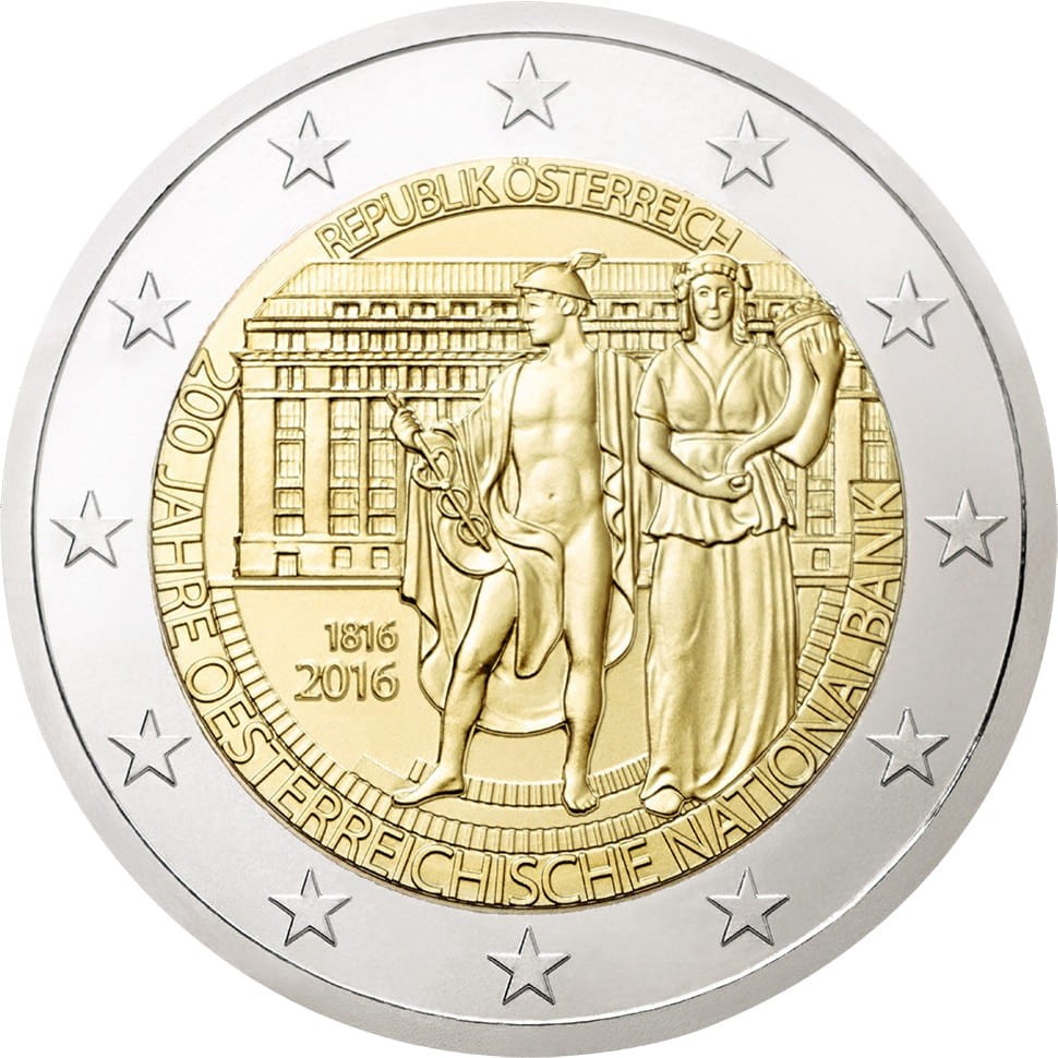 2 euro Austria 200 lat banku centralnego 2016