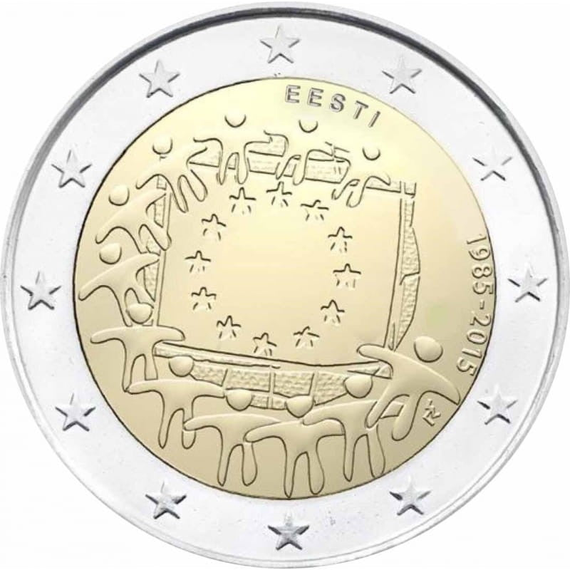 2 euro Estonia 30 lat flagi UE 2015