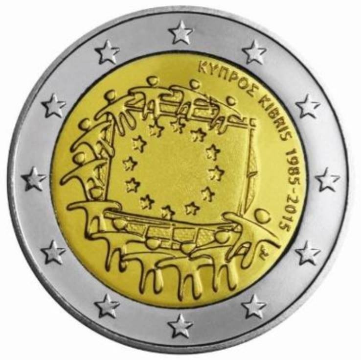 2 euro Cypr 30 lat flagi UE 2015