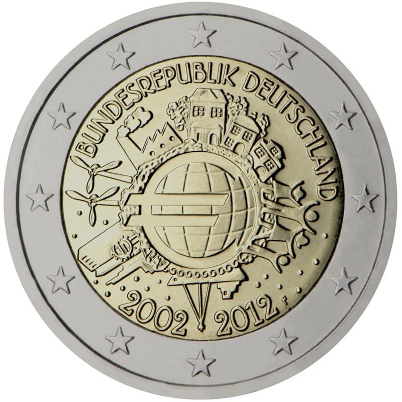 2 euro Niemcy 10 lat euro w obiegu 2012