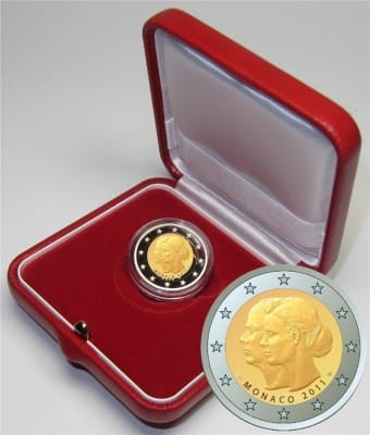 2 € Monako Ślub księcia Alberta z Charlene Wittstock 2011 BU + pudełko