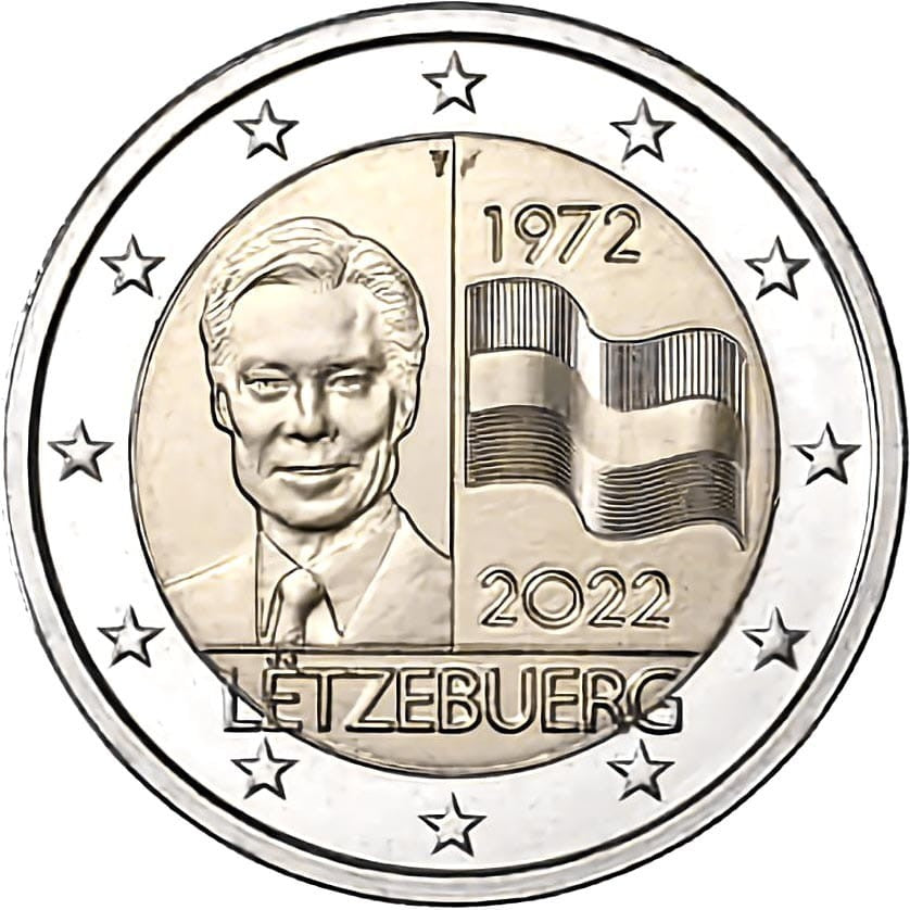 2 euro Luksemburg 50 rocznica Flagi 2022