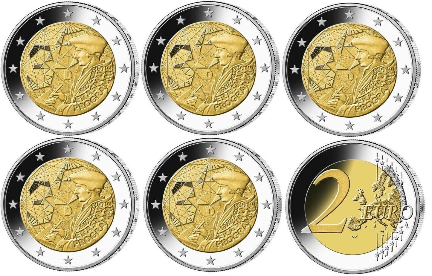 2 euro Niemcy x 5 Erasmus 2022 ADFGJ