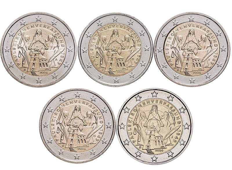 2 euro Niemcy x 5 Niemcy Konstytucja frankfurcka 2024 ADFGJ