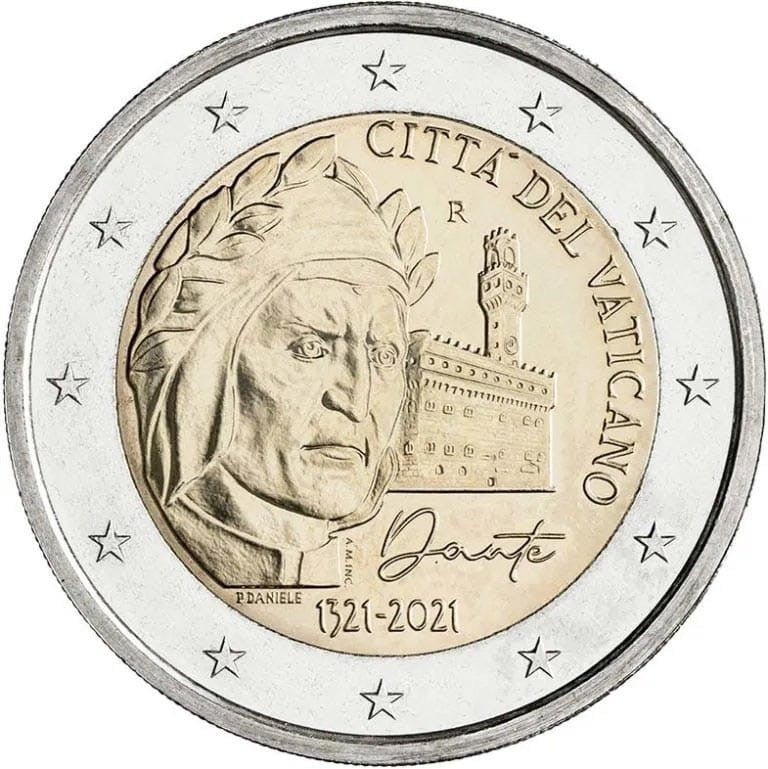 2 euro Watykan Dante Alighieri 2021