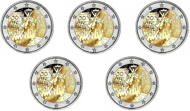 2 euro x 5 ADFGJ Niemcy Mur Berliński 2019