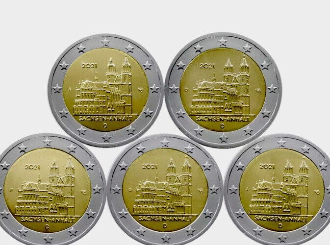 2 euro x 5 Niemcy Saksonia-Anhalt 2021 ADFGJ