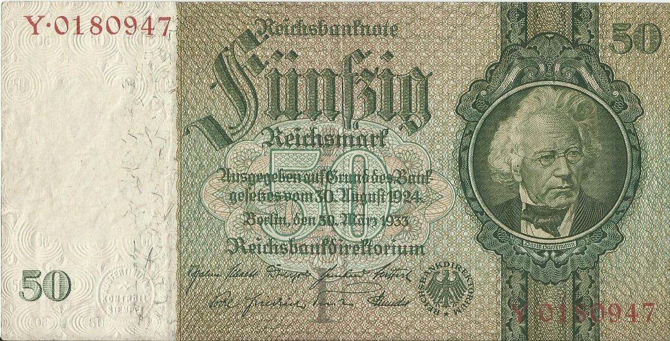50 marek 1933, Y 0180947, stan 3+