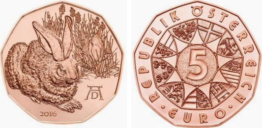 5 euro  Austria Zając 2016