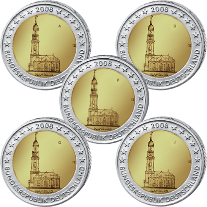 2 euro Niemcy x5 Hamburg  Kościół św. Michała 2008