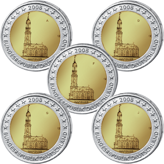 2 euro Niemcy x5 Hamburg  Kościół św. Michała 2008