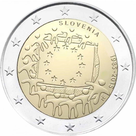 2 euro Słowenia 30 lat flagi UE 2015