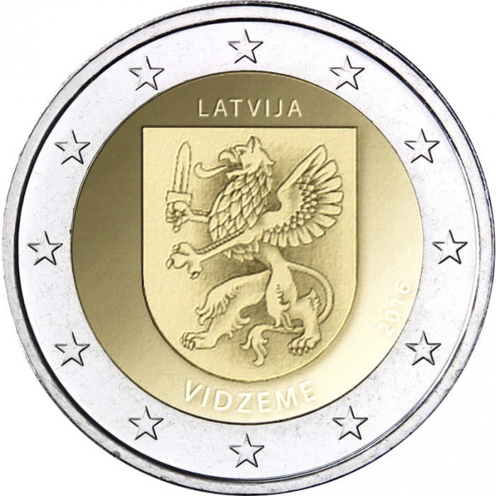 2 euro Łotwa Region Vidzeme Liwonia 2016