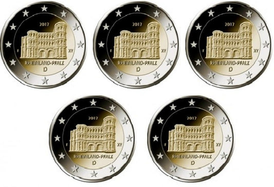 2 euro Niemcy x5 Porta Nigra 2017 ADFGJ