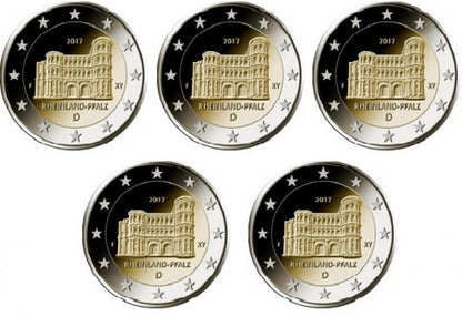 2 euro Niemcy x5 Porta Nigra 2017 ADFGJ