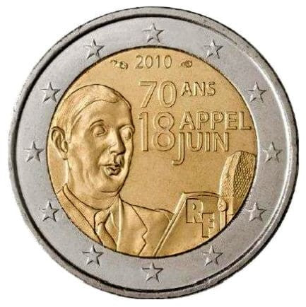 2 euro Francja Charles de Gaulle 2010