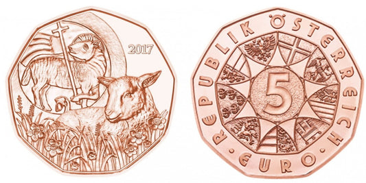 5 euro Austria Baranek wielkanocny 2017