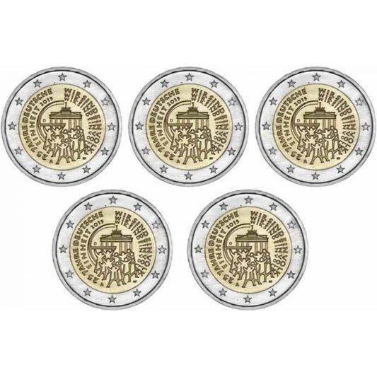 2 euro Niemcy x5 25 lat Zjednoczenia 2015 ADFGJ