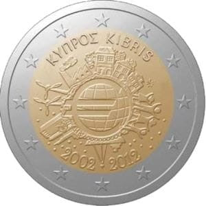 2 euro Cypr 10 lat euro w obiegu 2012