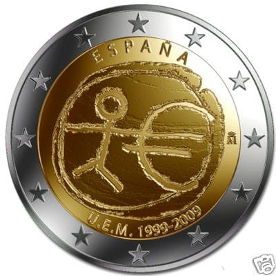 2 euro HISZPANIA 10 lat strefy euro 2009