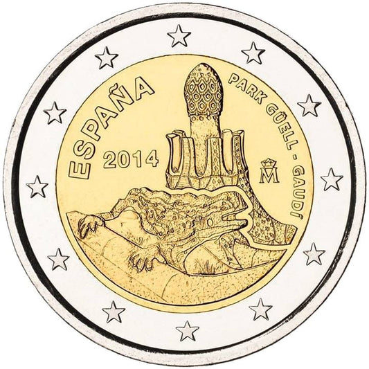 2 euro Hiszpania Park Guell - Prace Gaudiego 2014