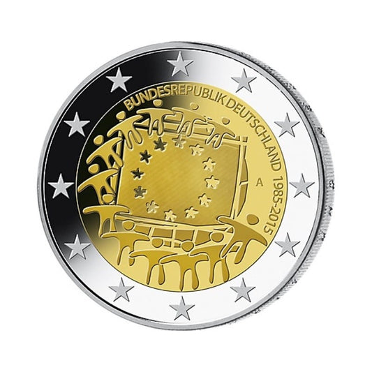 2 euro Niemcy 30 lat flagi UE 2015