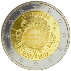 2 euro Luksemburg 10 lat euro w obiegu 2012