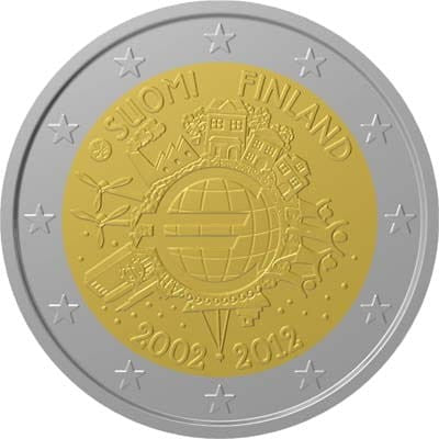 2 euro Finlandia 10 lat euro w obiegu 2012