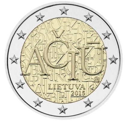2 euro Litwa Aciu język litewski 2015