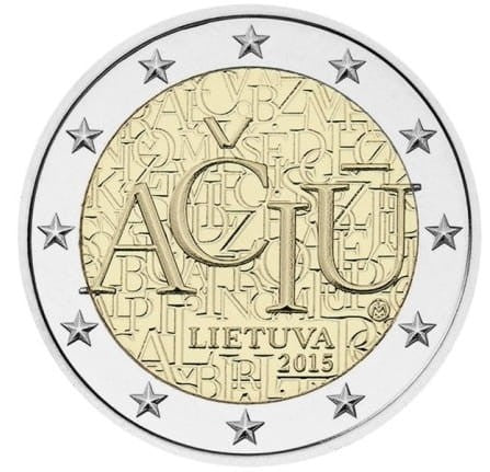 2 euro Litwa Aciu język litewski 2015