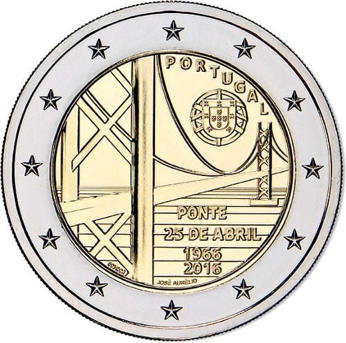 2 euro Portugalia Most 25 kwietnia 2016