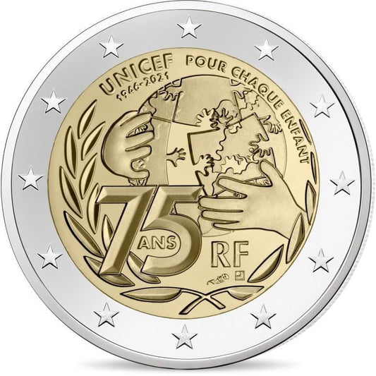 2 euro Francja 75 lat UNICEF 2021