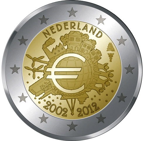 2 euro Holandia 10 lat euro w obiegu 2012