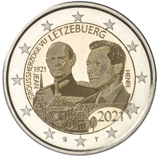 2 euro Luksemburg 100l. urodzin Jeana 2021 foto