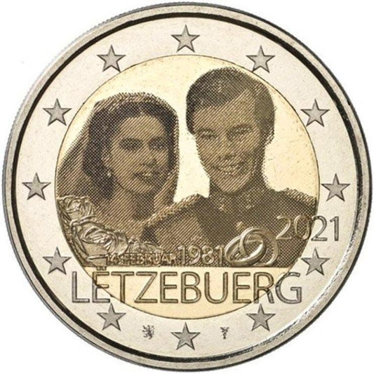 2 euro Luksemburg 40l. Ślubu 2021 foto