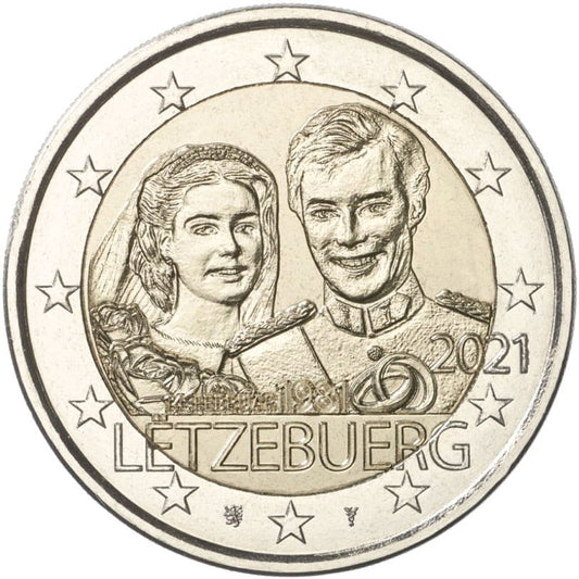 2 euro Luksemburg 40l. Ślubu 2021 relief