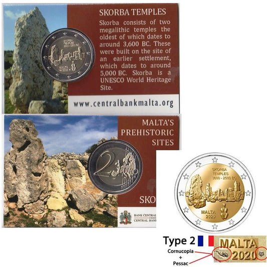 2 euro Malta Skorba typ2 pochodnia coincard 2020