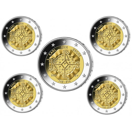 2 euro Niemcy x5 Karol Wielki 2023 ADFGJ