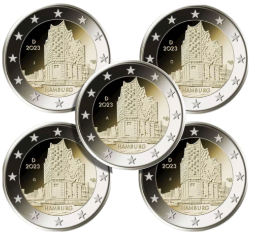 2 euro Niemcy x5 Hamburg Elbphilharmonie 2023ADFGJ