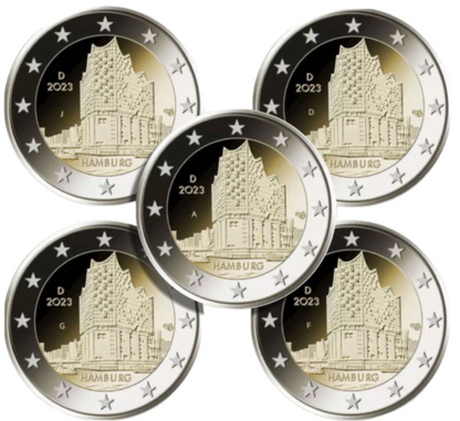 2 euro Niemcy x5 Hamburg Elbphilharmonie 2023ADFGJ