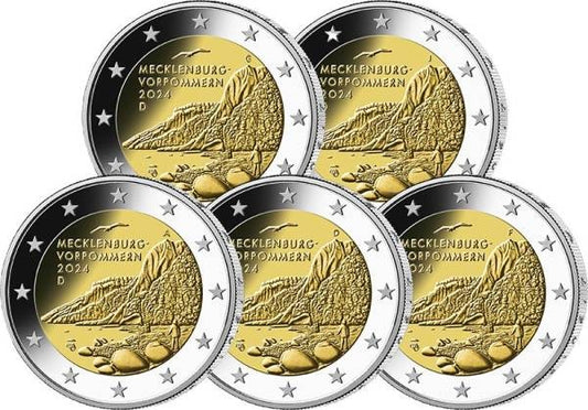 2 euro Niemcy x 5 Meklemburgia II Tron Królewski 2024 ADFGJ