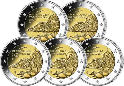 2 euro Niemcy x 5 Meklemburgia II Tron Królewski 2024 ADFGJ