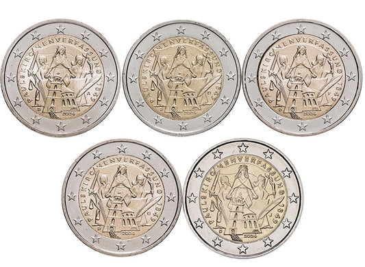 2 euro Niemcy x 5 Niemcy Konstytucja frankfurcka 2024 ADFGJ