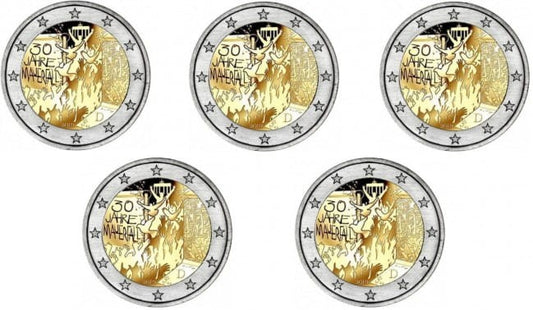 2 euro x 5 ADFGJ  Niemcy Mur Berliński 2019