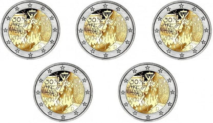 2 euro x 5 ADFGJ  Niemcy Mur Berliński 2019