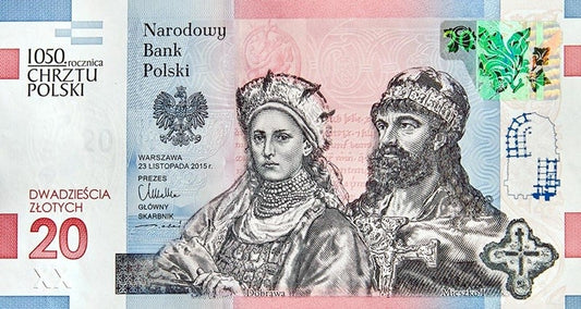 20 zł, banknot kolekcjonerski 1050. rocznica Chrztu Polski