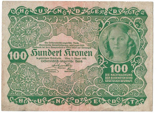 Austria 100 Kronen / 100 koron, 1922, stan 2-