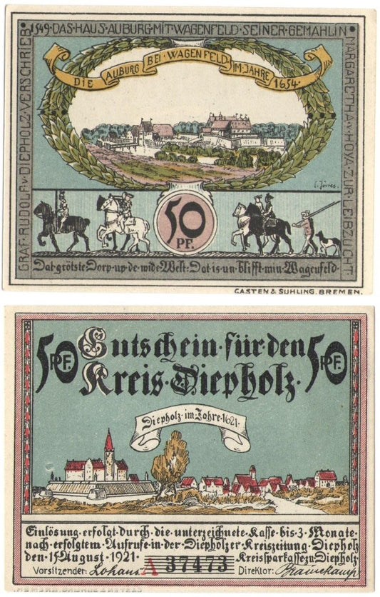 Banknot zastępczy 50 Pf Diepholz 1921